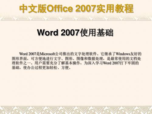 第6讲Word 2007使用基础