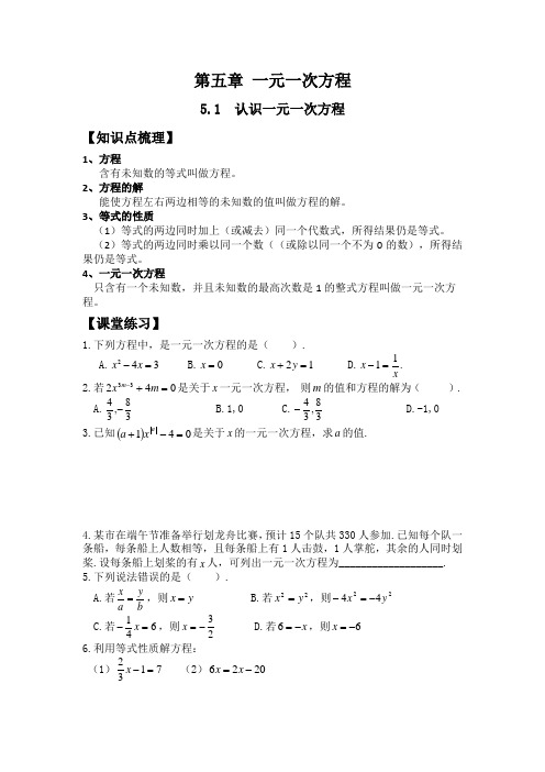 北师大版七年级上册数学  第五章   一元一次方程