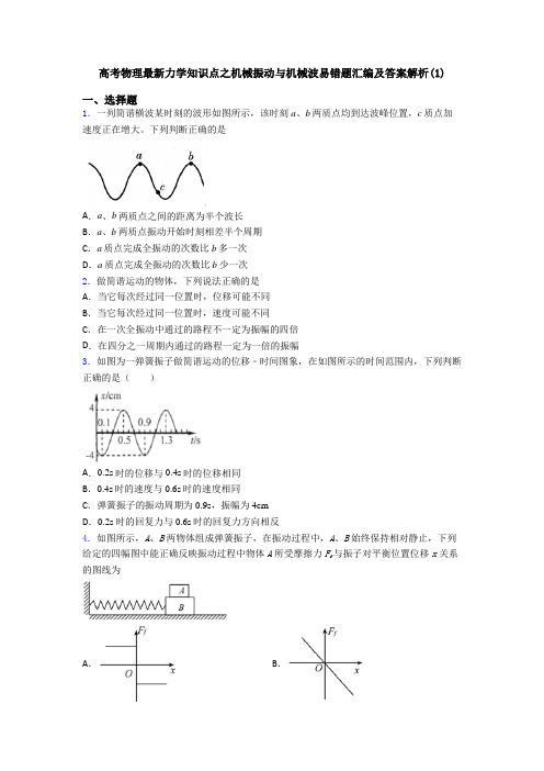 高考物理最新力学知识点之机械振动与机械波易错题汇编及答案解析(1)