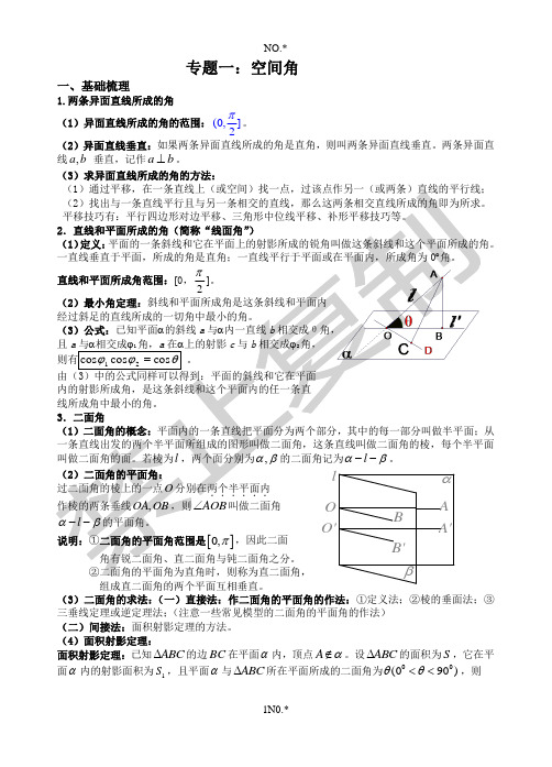 立体几何复习专题(空间角)(学生卷)