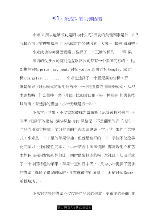 小米成功的关键因素.doc