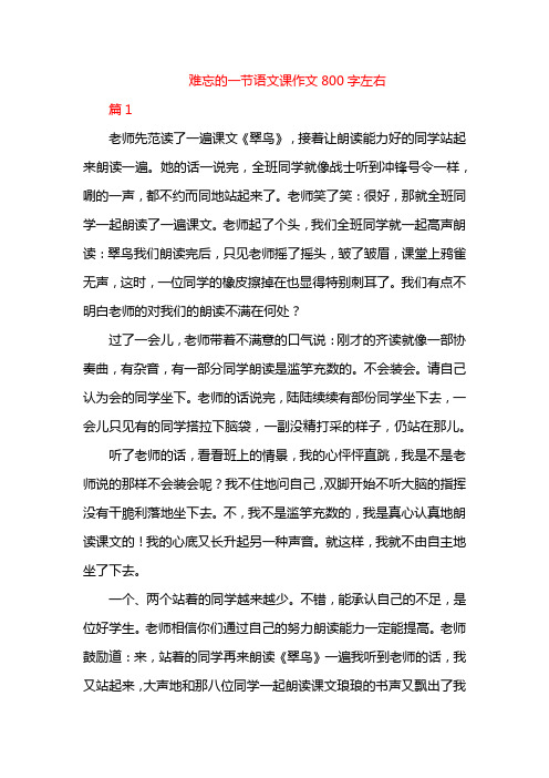 难忘的一节语文课作文800字左右