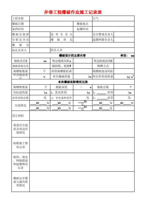 爆破施工记录表