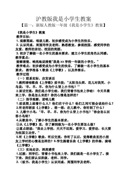 沪教版我是小学生教案