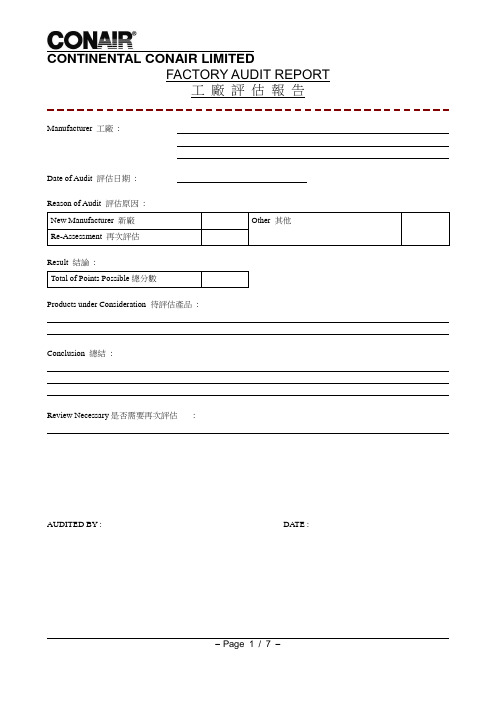 Factory Audit Report (blank form)