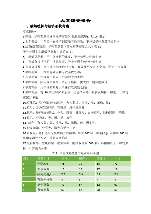 田间技术试验-大豆报告