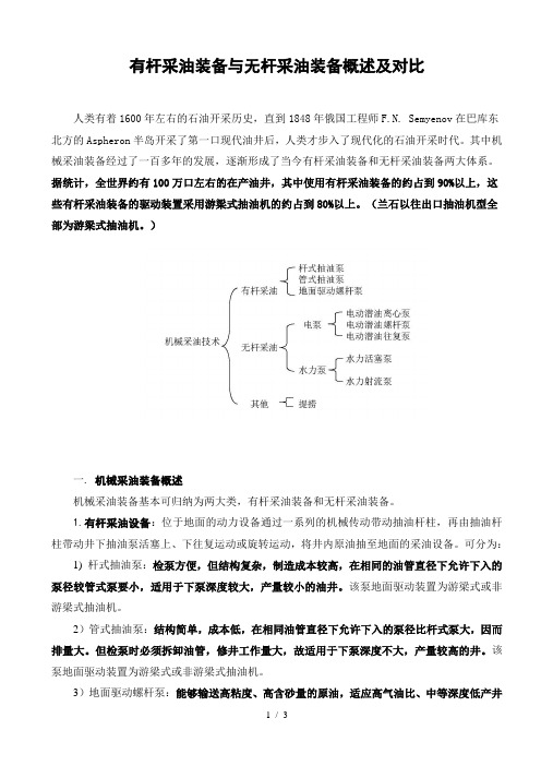 有杆与无杆采油设备概述及对比