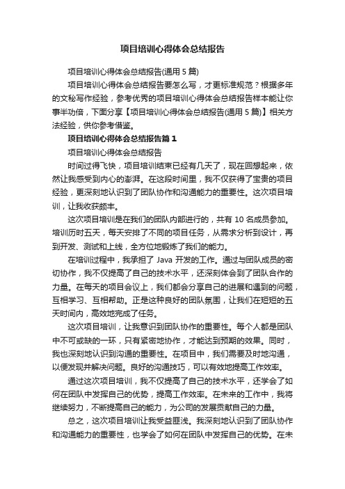 项目培训心得体会总结报告