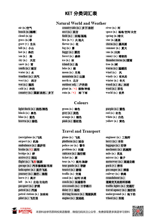 KET分类词汇表