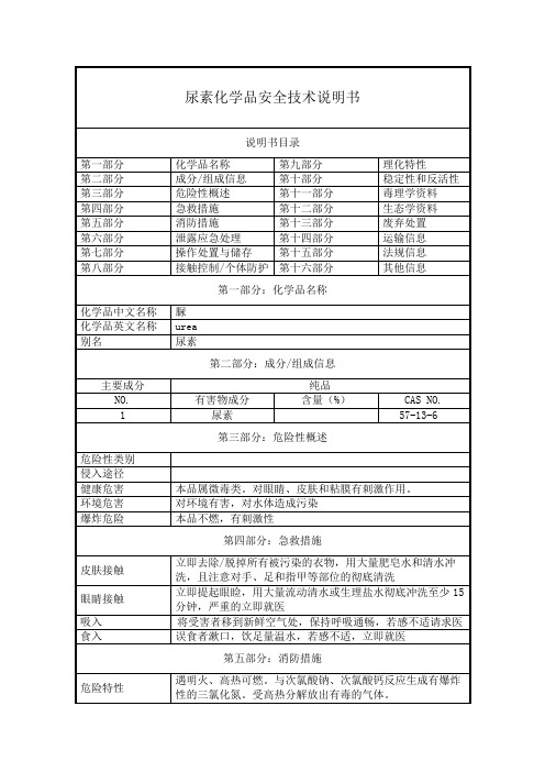 尿素-化学品安全技术说明书(MSDS)