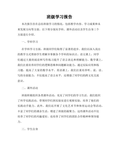 班级学习报告