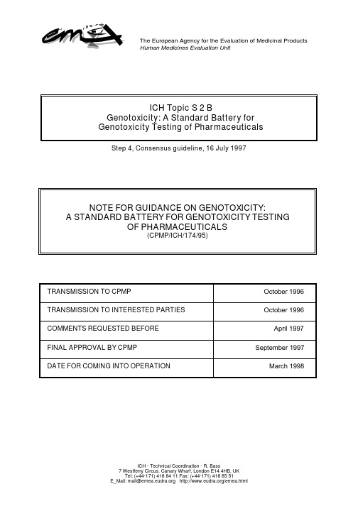 Genotoxicity A Standard Battery for Genotoxicity Testing