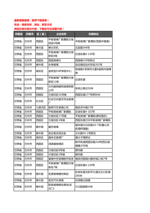 新版甘肃省兰州市玻璃店企业公司商家户名录单联系方式地址大全218家