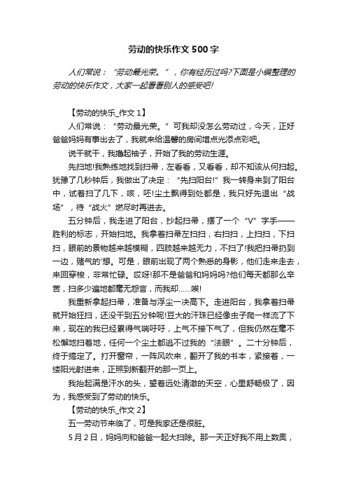 劳动的快乐作文500字