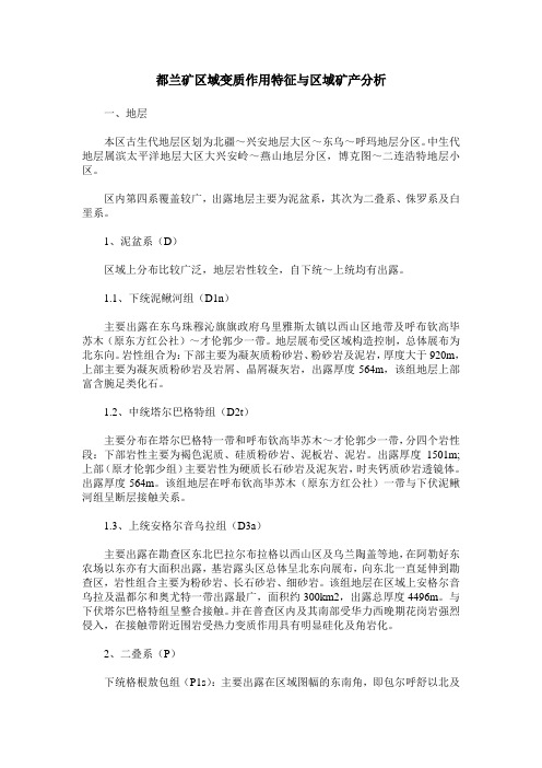 都兰矿区域变质作用特征与区域矿产分析