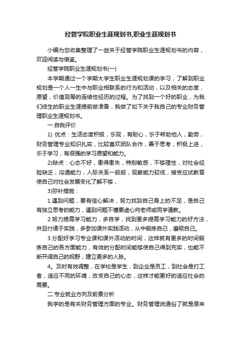 经管学院职业生涯规划书,职业生涯规划书