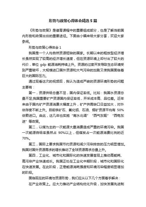 形势与政策心得体会精选5篇