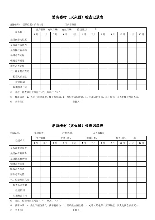 灭火器检查表完美实用文档