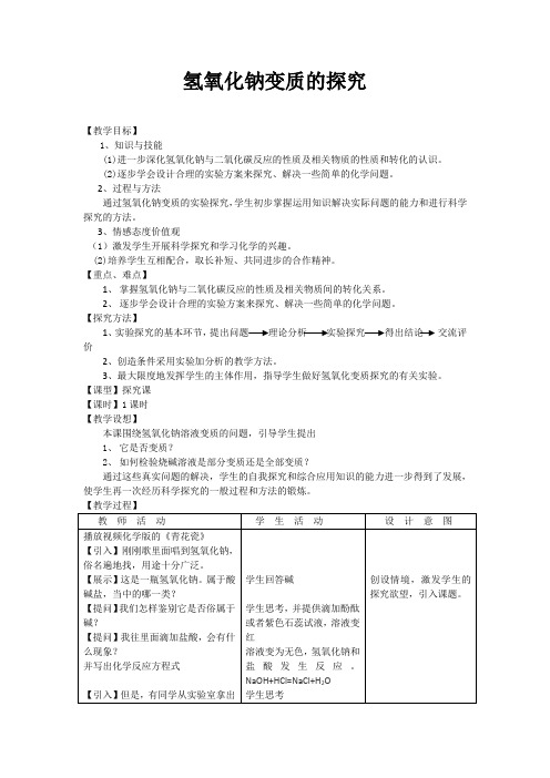 氢氧化钠变质的探究(j教学设计)公开课