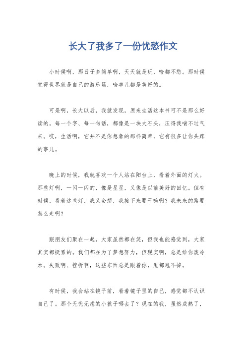 长大了我多了一份忧愁作文