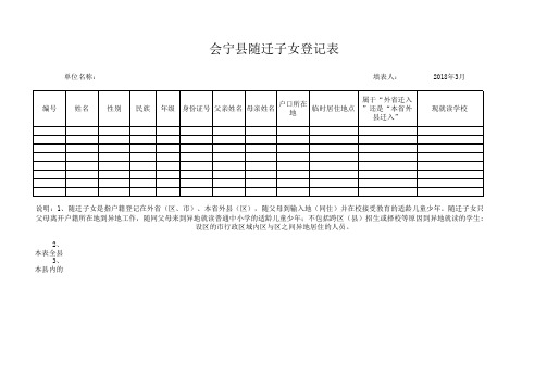 随迁子女登记表