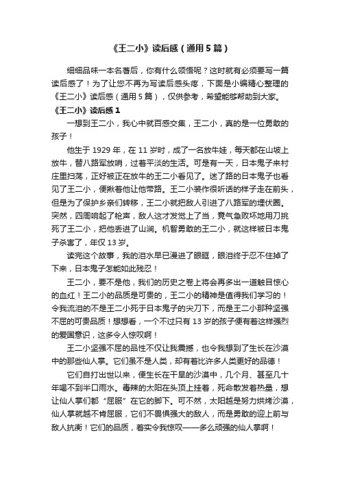 《王二小》读后感(通用5篇)