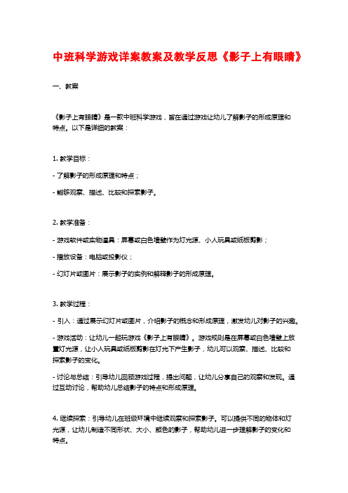 中班科学游戏详案教案及教学反思《影子上有眼睛》 (2)