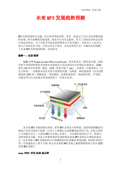 未来MP3发展趋势预测