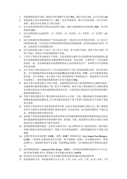 综合布线复习知识点