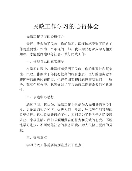 民政工作学习的心得体会