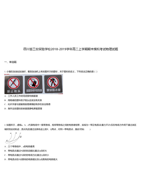 四川省三台实验学校2018-2019学年高二上学期期末模拟考试物理试题