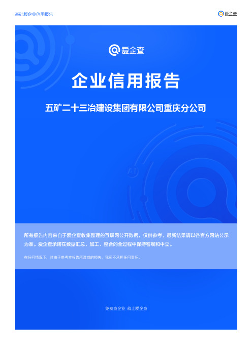 企业信用报告_五矿二十三冶建设集团有限公司重庆分公司