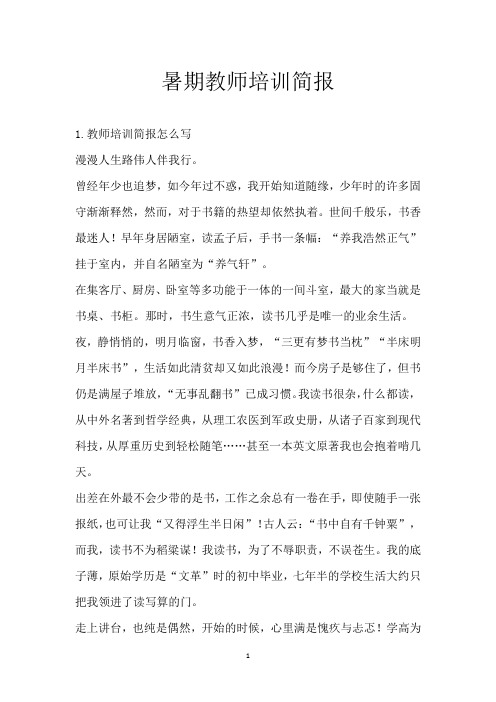 暑期教师培训简报