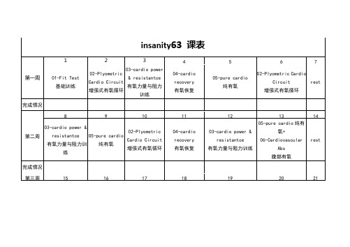 insanity63课表-Word完美打印版