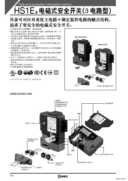 HS1E型电磁式安全开关3电路型-IDEC