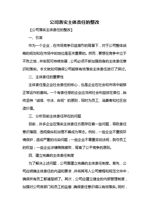 公司落实主体责任的整改