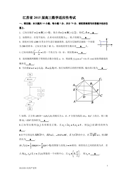 南京清江花苑严老师江苏省2015届高三数学适应性考试