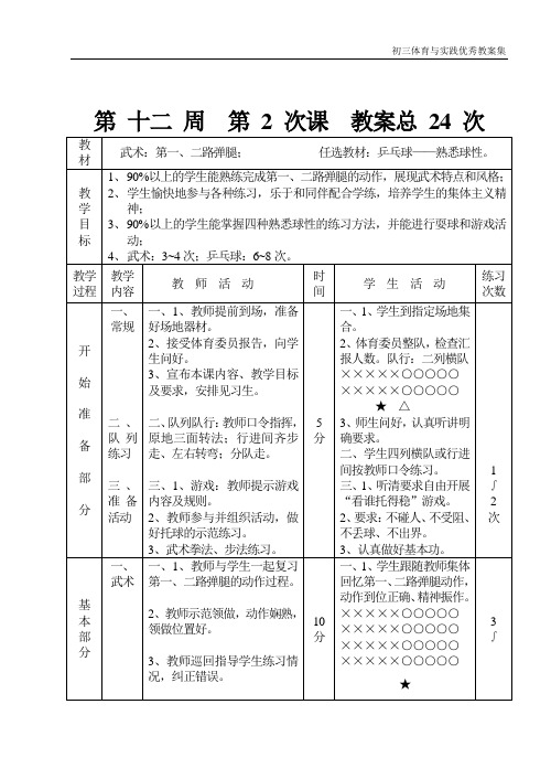 初三年级全套体育实践课教案教案24