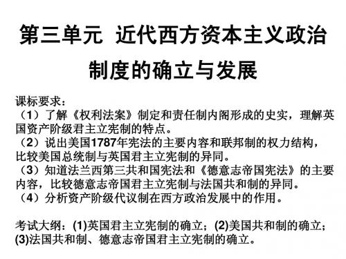 2013年高考历史第一轮单元复习设计课件：专题03 近代西方资本主义政治制度的确立与发展(人教版)