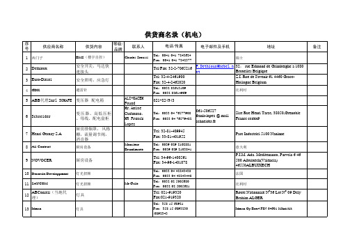 优秀机电供应商名录1