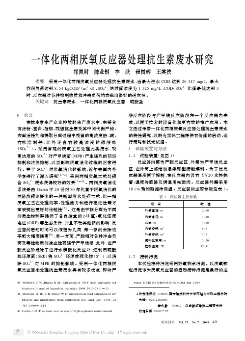 一体化两相厌氧反应器处理抗生素废水研究