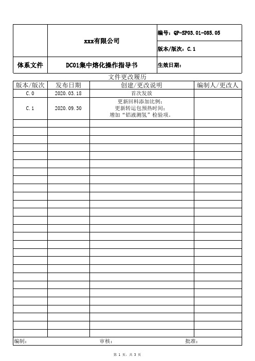 DC01 集中熔化操作指导书