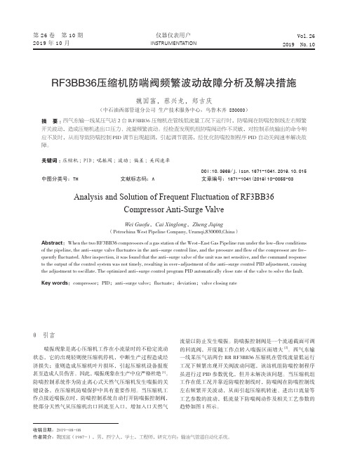 RF3BB36压缩机防喘阀频繁波动故障分析及解决措施