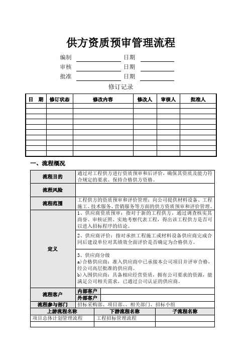 DY-OP-CG001A供方资质预审管理流程