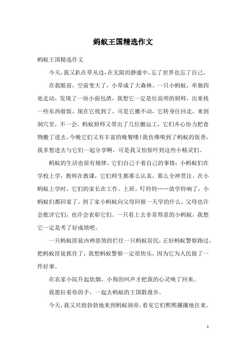 蚂蚁王国精选作文_1