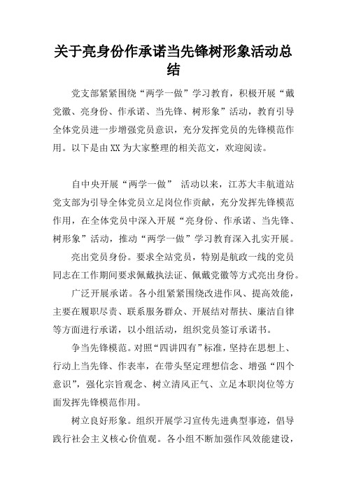 关于亮身份作承诺当先锋树形象活动总结