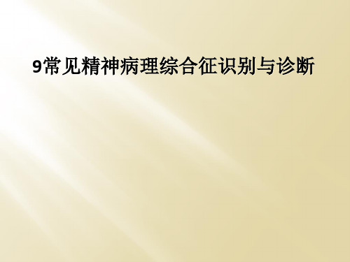 9常见精神病理综合征识别与诊断