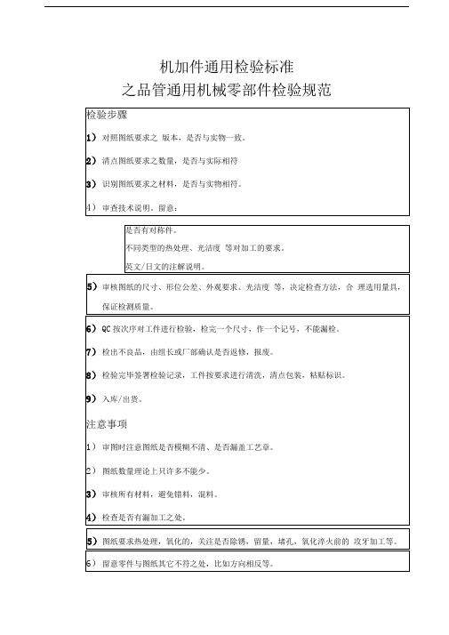 机加件通用检验标准