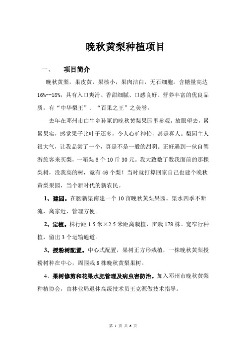 晚秋黄梨种植项目