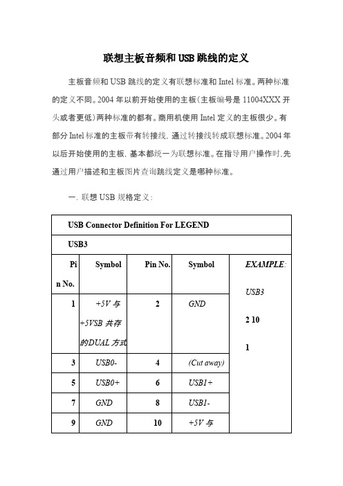 联想主板音频接线和usb跳线